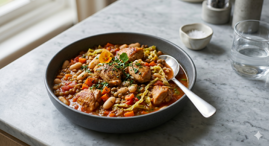 Organic Low-Carb Tuscan Chicken and Bean Casserole